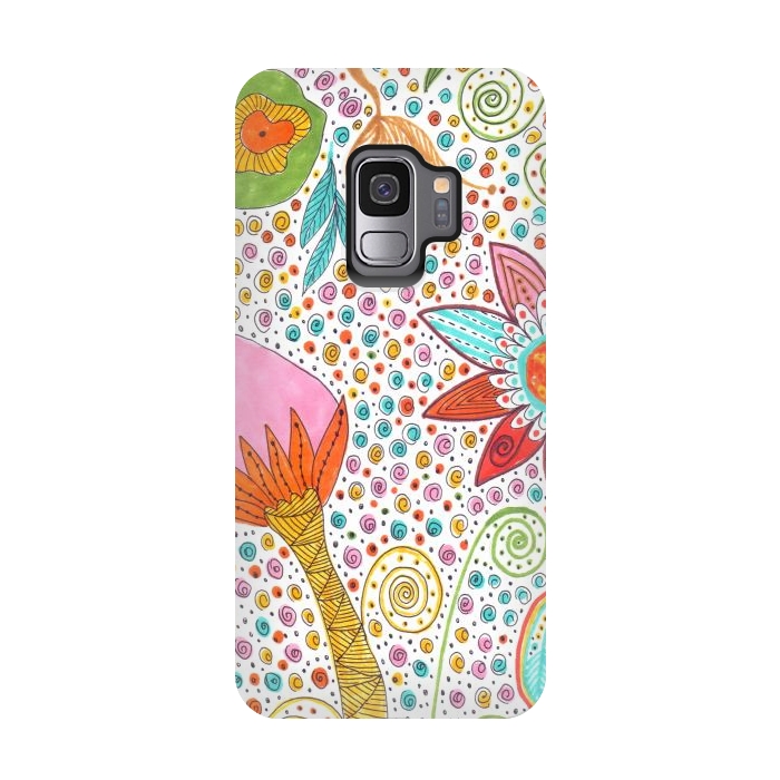 Galaxy S9 StrongFit Floral mandala dot art by ArtKingdom7