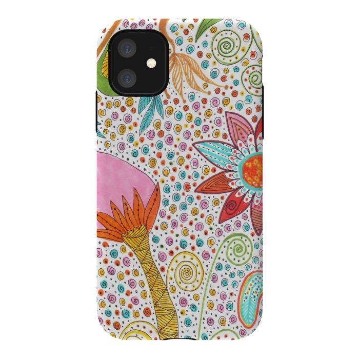 iPhone 11 StrongFit Floral mandala dot art by ArtKingdom7