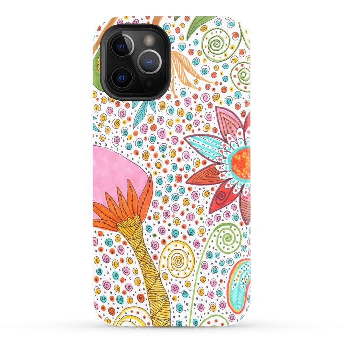 iPhone 12 Pro StrongFit Floral mandala dot art by ArtKingdom7