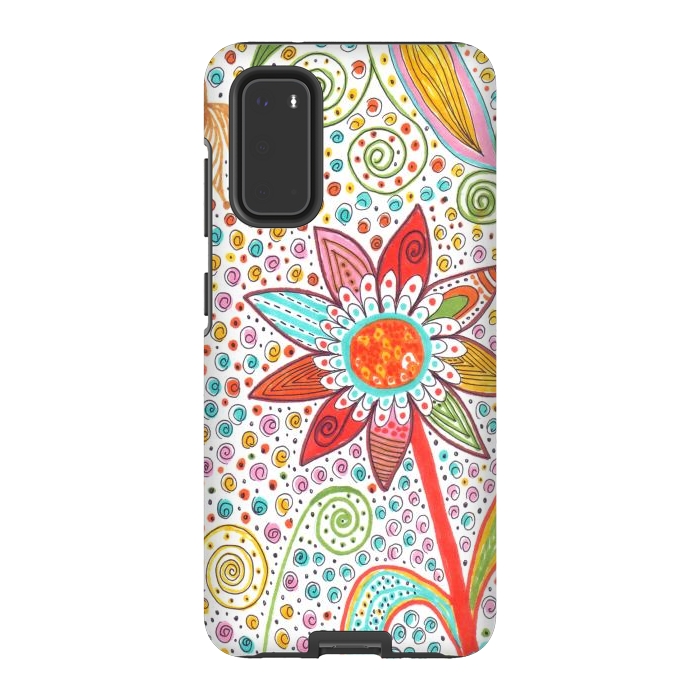 Galaxy S20 StrongFit Floral mandala dot art by ArtKingdom7