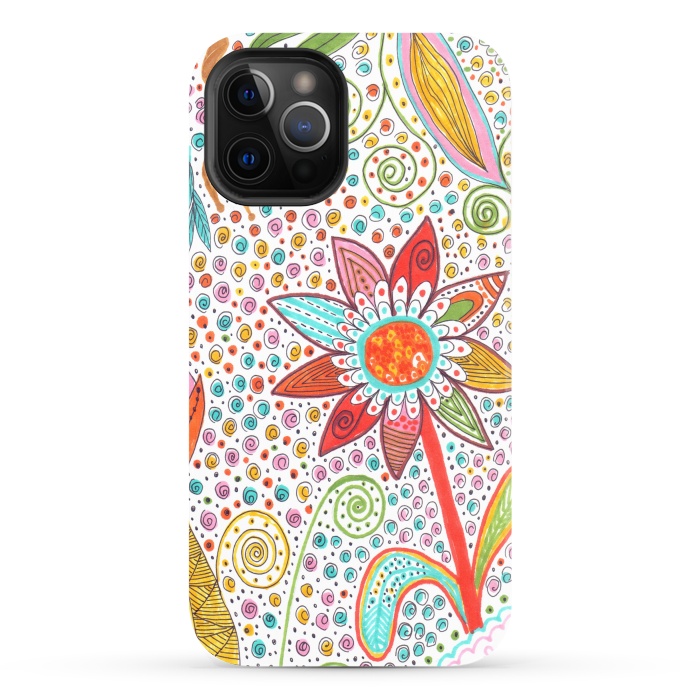 iPhone 12 Pro Max StrongFit Floral mandala dot art by ArtKingdom7