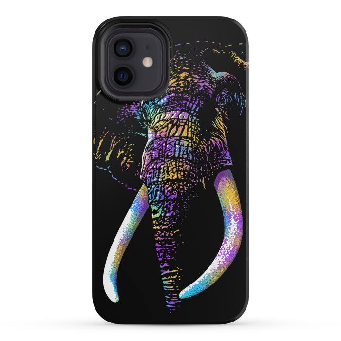 iPhone 12 mini StrongFit Colorful Elephant by Alberto