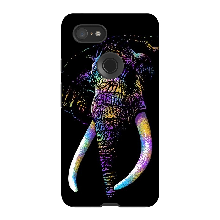 Pixel 3XL StrongFit Colorful Elephant by Alberto