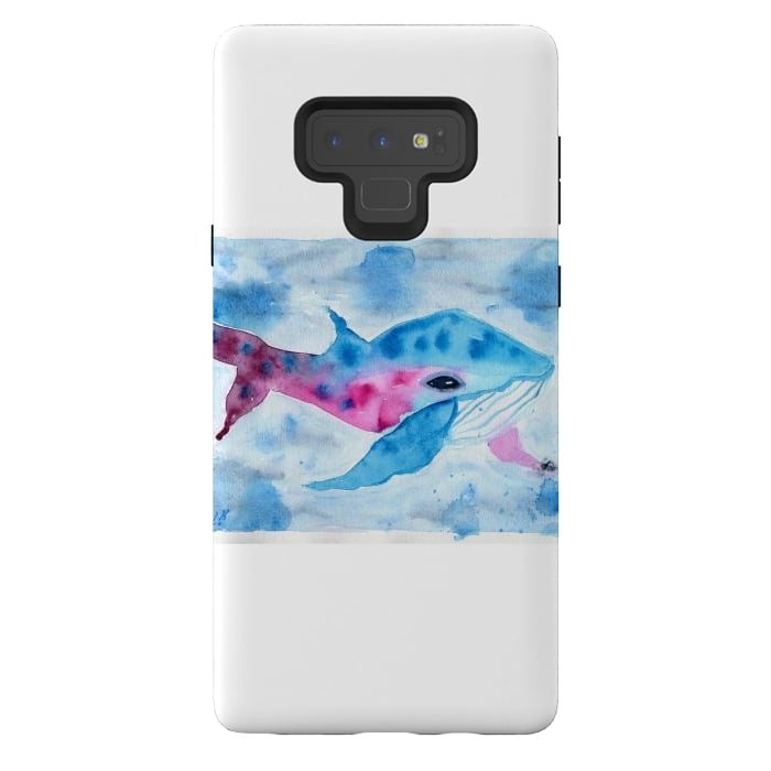 Galaxy Note 9 StrongFit Baby whale watercolor by ArtKingdom7