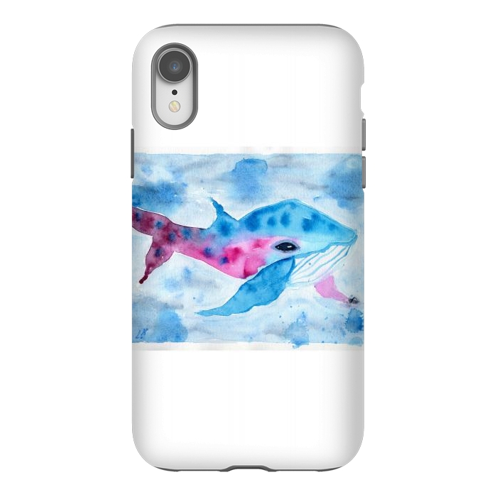 iPhone Xr StrongFit Baby whale watercolor by ArtKingdom7