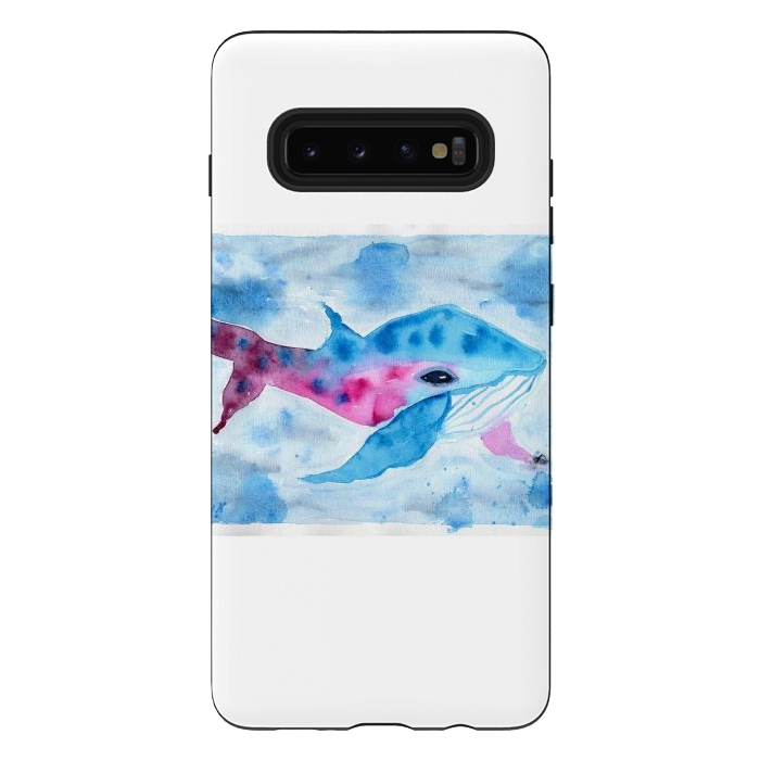 Galaxy S10 plus StrongFit Baby whale watercolor by ArtKingdom7