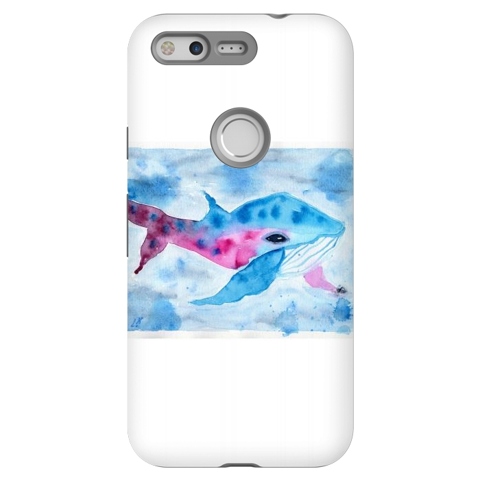 Pixel StrongFit Baby whale watercolor by ArtKingdom7