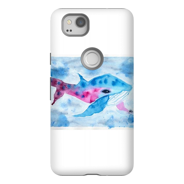 Pixel 2 StrongFit Baby whale watercolor by ArtKingdom7