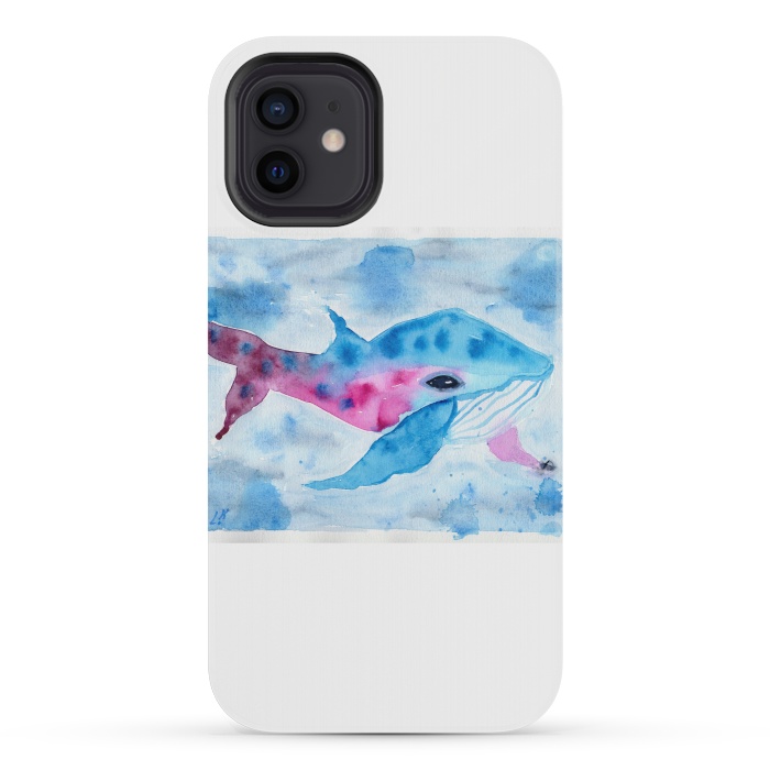 iPhone 12 mini StrongFit Baby whale watercolor by ArtKingdom7
