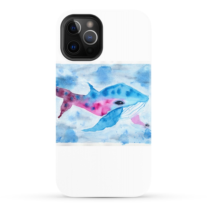 iPhone 12 Pro StrongFit Baby whale watercolor by ArtKingdom7