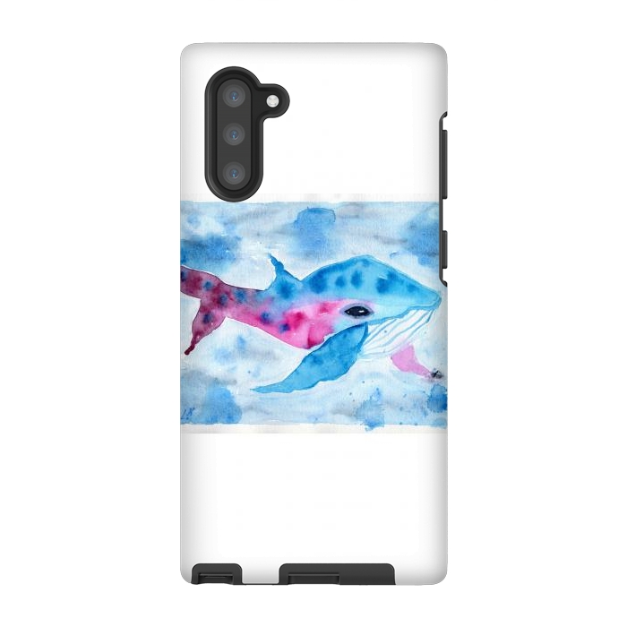Galaxy Note 10 StrongFit Baby whale watercolor by ArtKingdom7