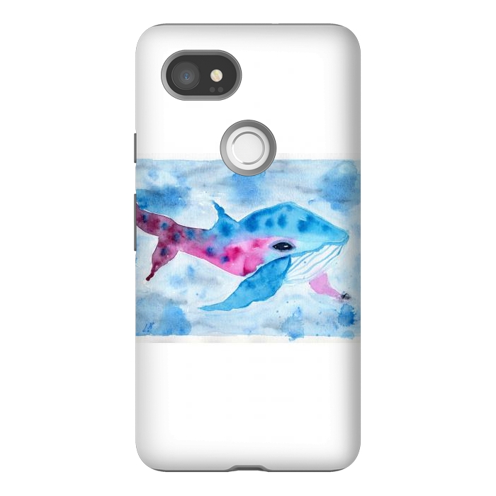 Pixel 2XL StrongFit Baby whale watercolor by ArtKingdom7