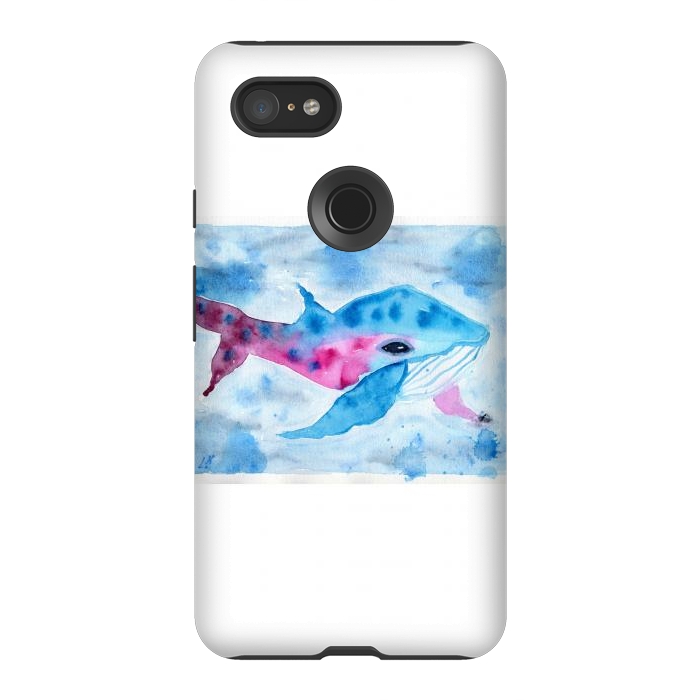 Pixel 3XL StrongFit Baby whale watercolor by ArtKingdom7