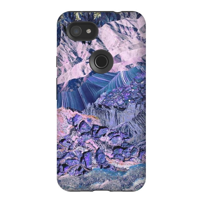 Pixel 3AXL StrongFit Blue Violet Geode mountain landscape by Oana 