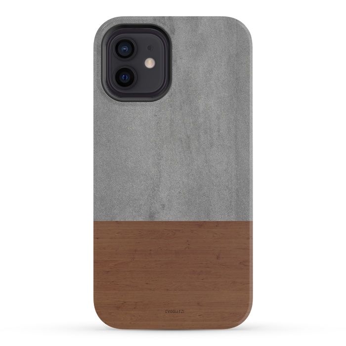 iPhone 12 mini StrongFit Concrete-Touch of a Wood by ''CVogiatzi.