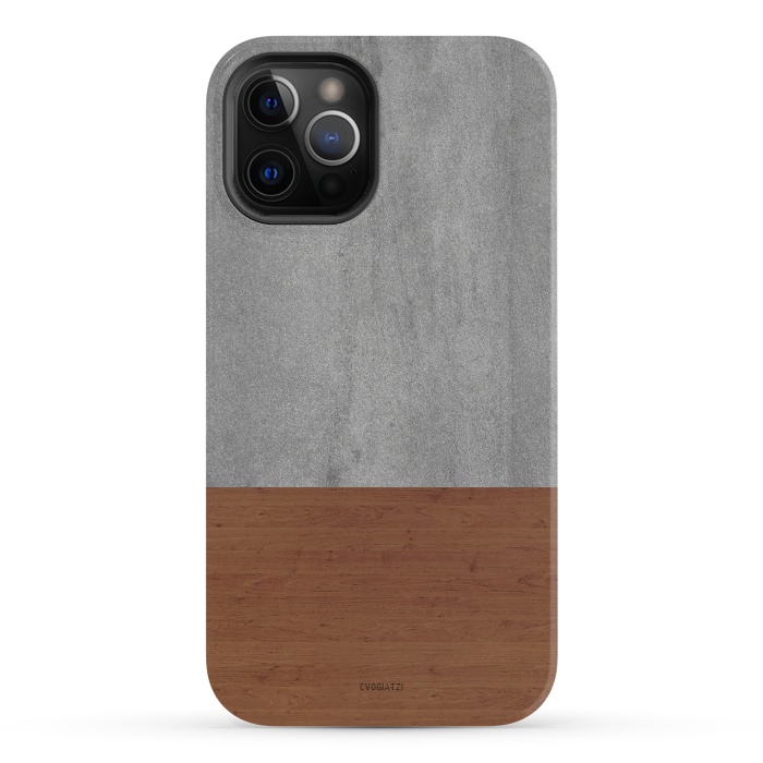 iPhone 12 Pro Max StrongFit Concrete-Touch of a Wood by ''CVogiatzi.