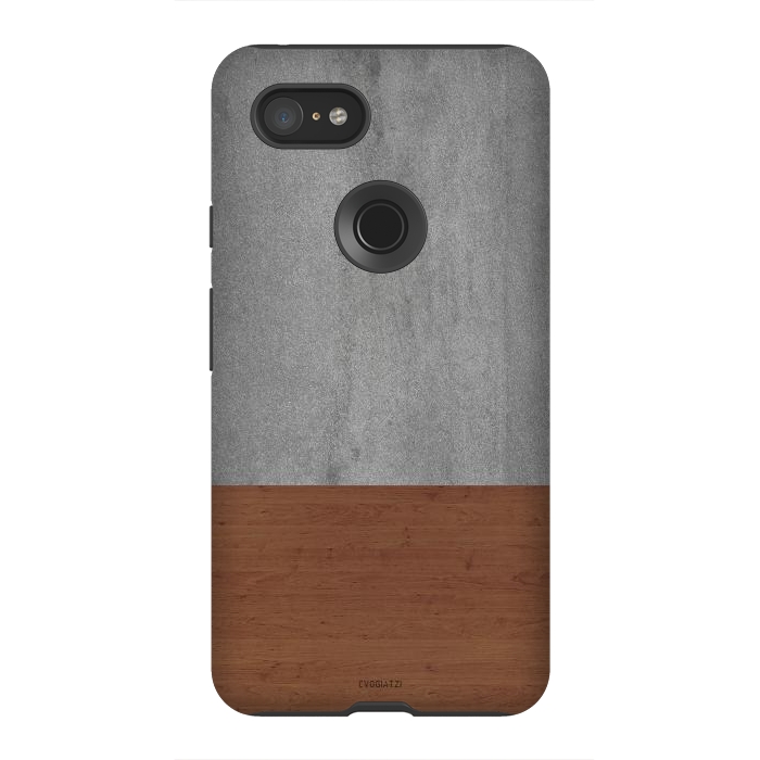 Pixel 3XL StrongFit Concrete-Touch of a Wood by ''CVogiatzi.