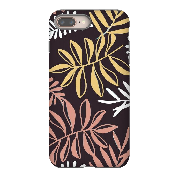 iPhone 7 plus StrongFit Neutral modern tropical leaves by Oana 