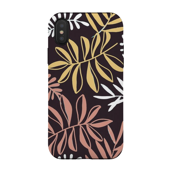 iPhone Xs / X StrongFit Neutral modern tropical leaves by Oana 