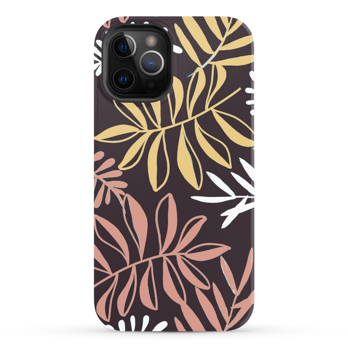 iPhone 12 Pro StrongFit Neutral modern tropical leaves by Oana 