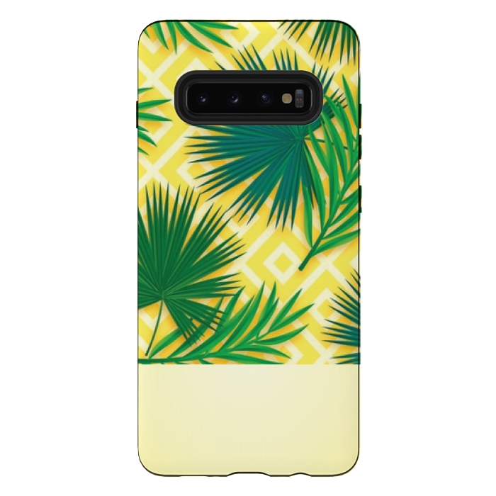 Galaxy S10 plus StrongFit GREEN YELLOW TROPICAL LOVE by MALLIKA