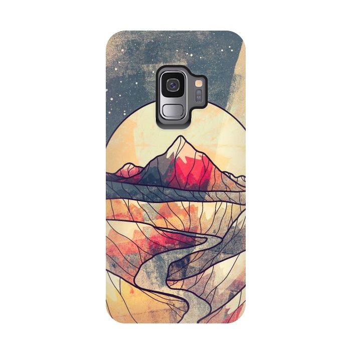 Galaxy S9 StrongFit Retro river mountains by Steve Wade (Swade)