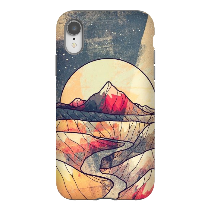 iPhone Xr StrongFit Retro river mountains by Steve Wade (Swade)