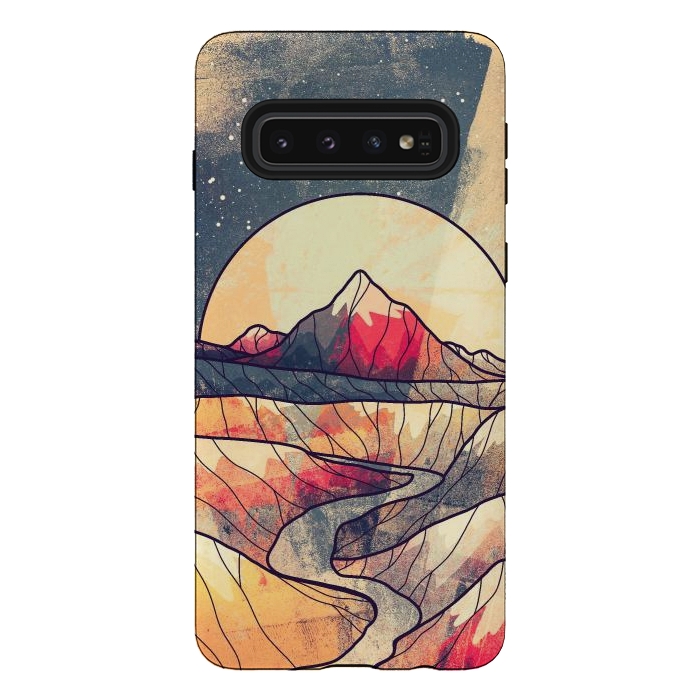 Galaxy S10 StrongFit Retro river mountains by Steve Wade (Swade)