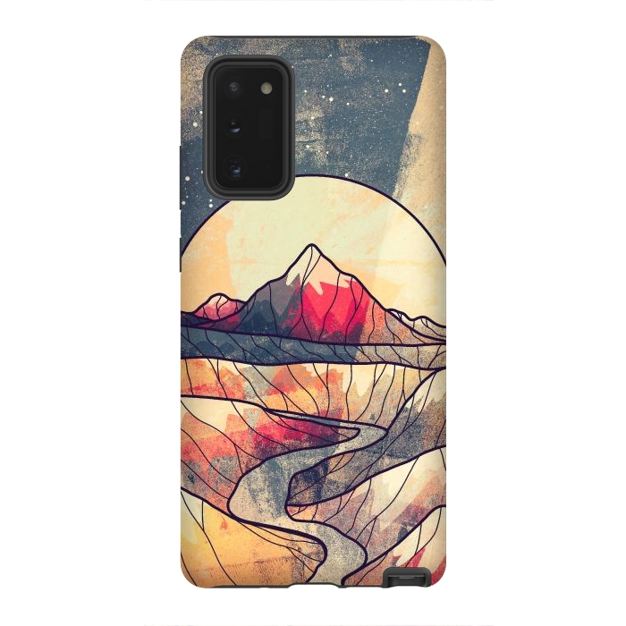 Galaxy Note 20 StrongFit Retro river mountains by Steve Wade (Swade)