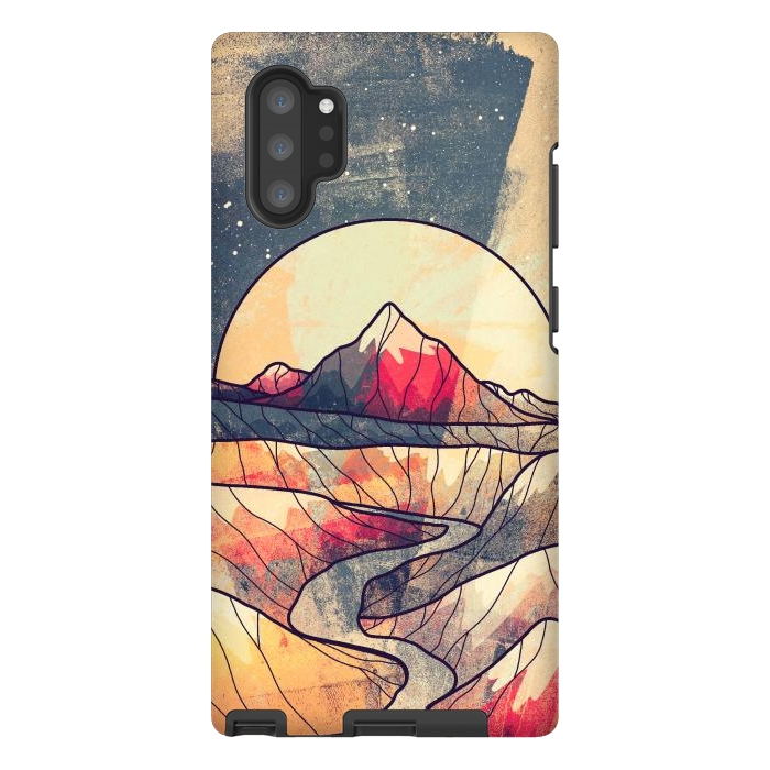 Galaxy Note 10 plus StrongFit Retro river mountains by Steve Wade (Swade)