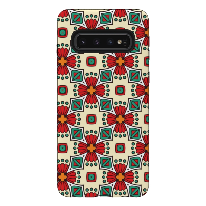 Galaxy S10 StrongFit red floral print by MALLIKA