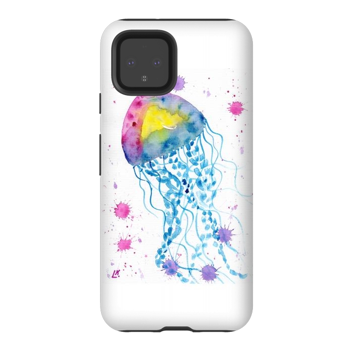 Pixel 4 StrongFit Jellyfish watercolor 22 by ArtKingdom7