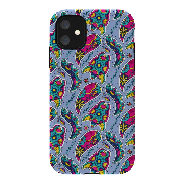 iPhone 11 StrongFit blue paisley print 2 by MALLIKA