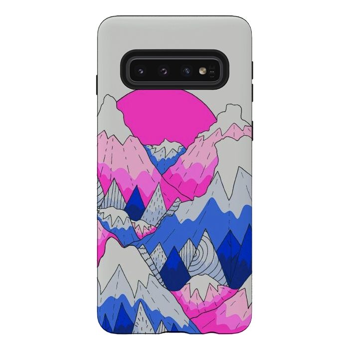 Galaxy S10 StrongFit The hot pink and blue peaks by Steve Wade (Swade)