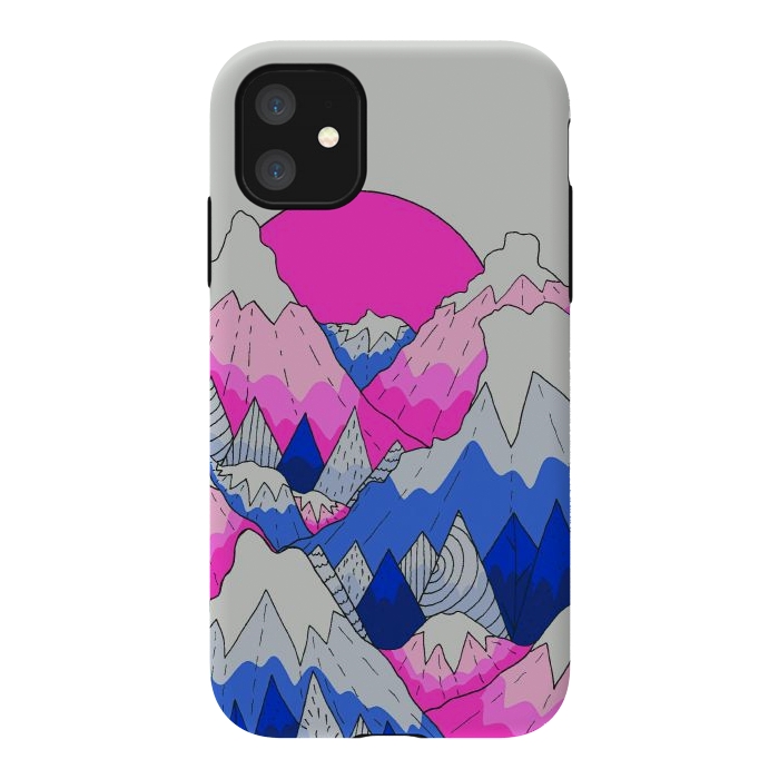 iPhone 11 StrongFit The hot pink and blue peaks by Steve Wade (Swade)