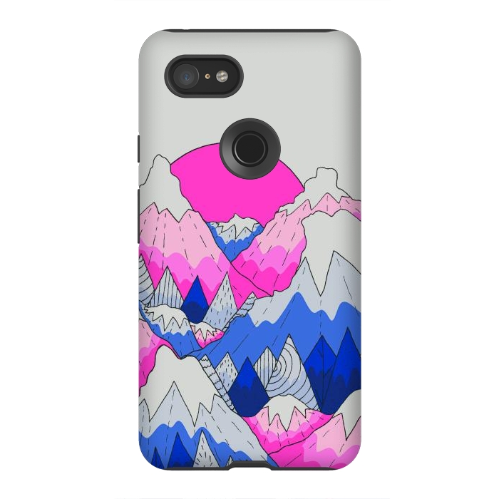 Pixel 3XL StrongFit The hot pink and blue peaks by Steve Wade (Swade)