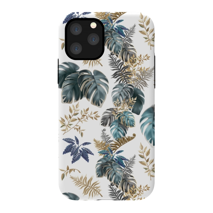 iPhone 11 Pro StrongFit blue green metallic tropical print by MALLIKA