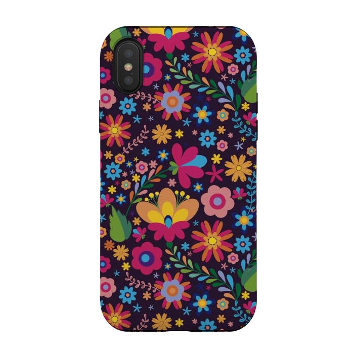 iPhone Xs / X StrongFit Pink and Yellow Flower Party by ArtsCase