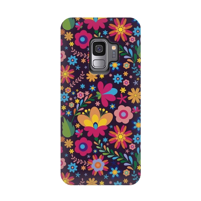 Galaxy S9 StrongFit Pink and Yellow Flower Party by ArtsCase