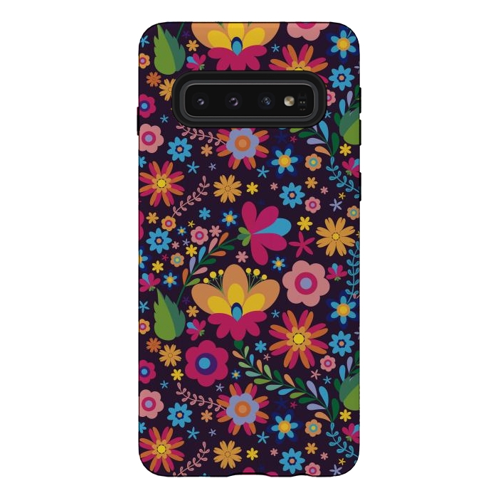Galaxy S10 StrongFit Pink and Yellow Flower Party by ArtsCase