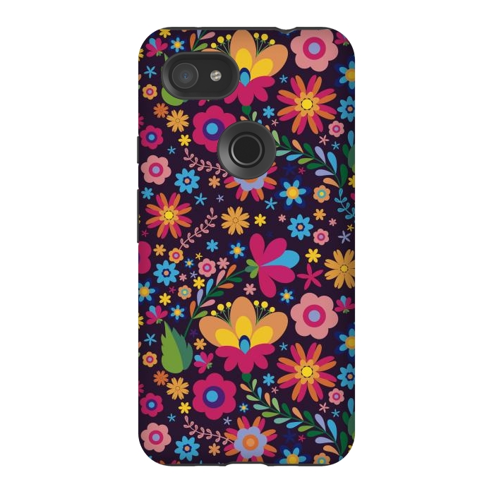 Pixel 3AXL StrongFit Pink and Yellow Flower Party by ArtsCase