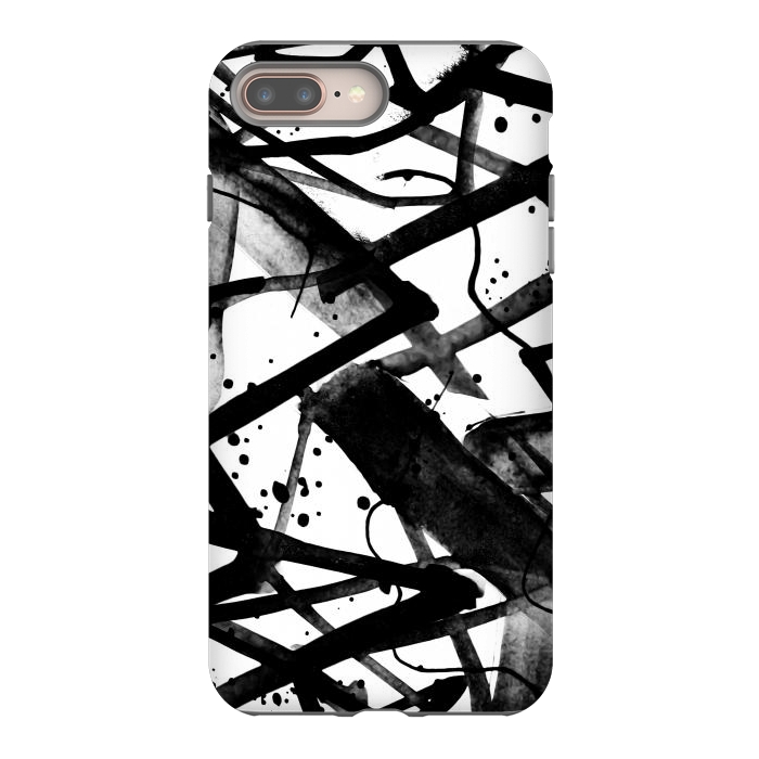 iPhone 7 plus StrongFit Black ink brushed graffitti by Oana 