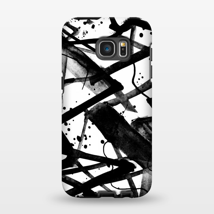 Galaxy S7 EDGE StrongFit Black ink brushed graffitti by Oana 