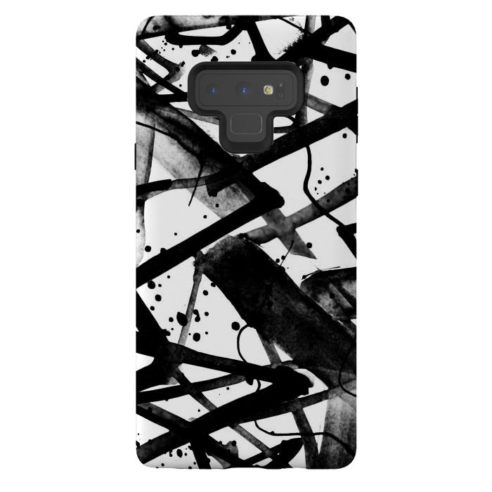 Galaxy Note 9 StrongFit Black ink brushed graffitti by Oana 