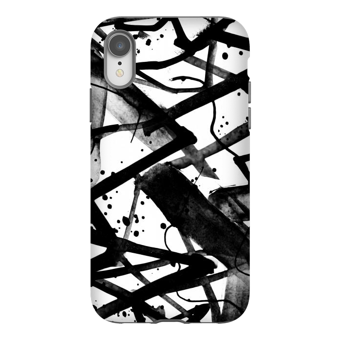 iPhone Xr StrongFit Black ink brushed graffitti by Oana 