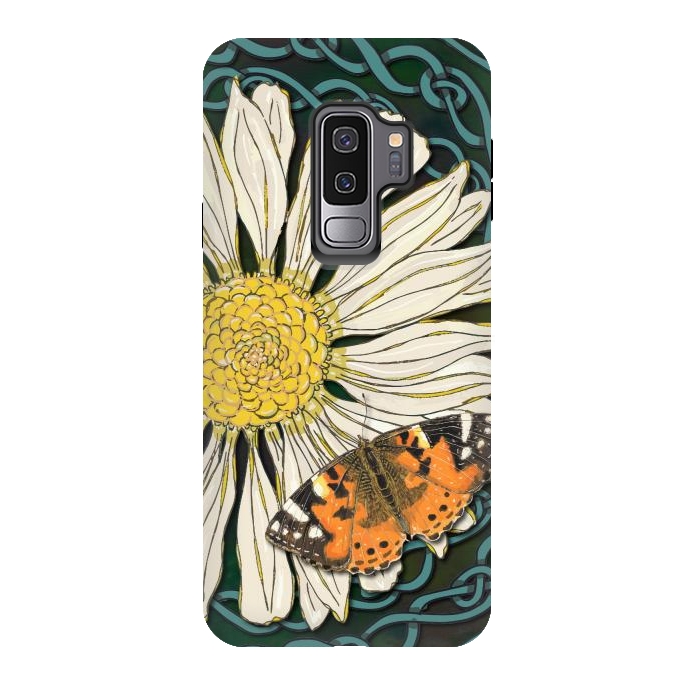 Galaxy S9 plus StrongFit Daisy and Butterfly by Lotti Brown