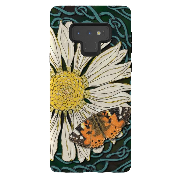 Galaxy Note 9 StrongFit Daisy and Butterfly by Lotti Brown