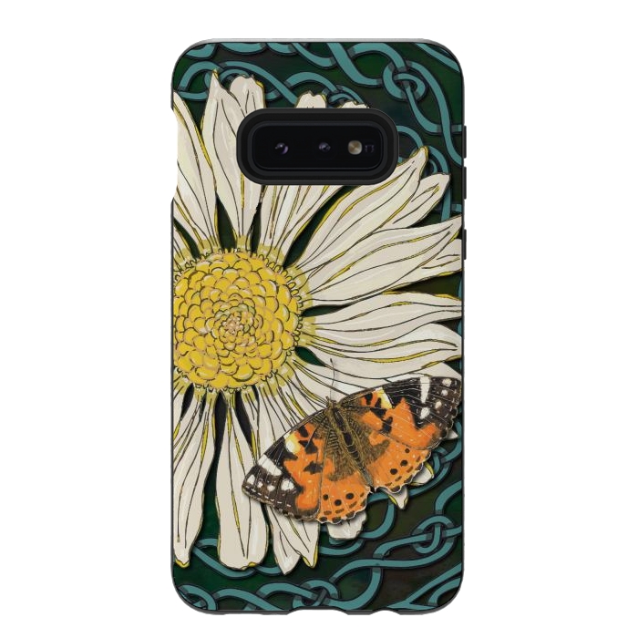 Galaxy S10e StrongFit Daisy and Butterfly by Lotti Brown