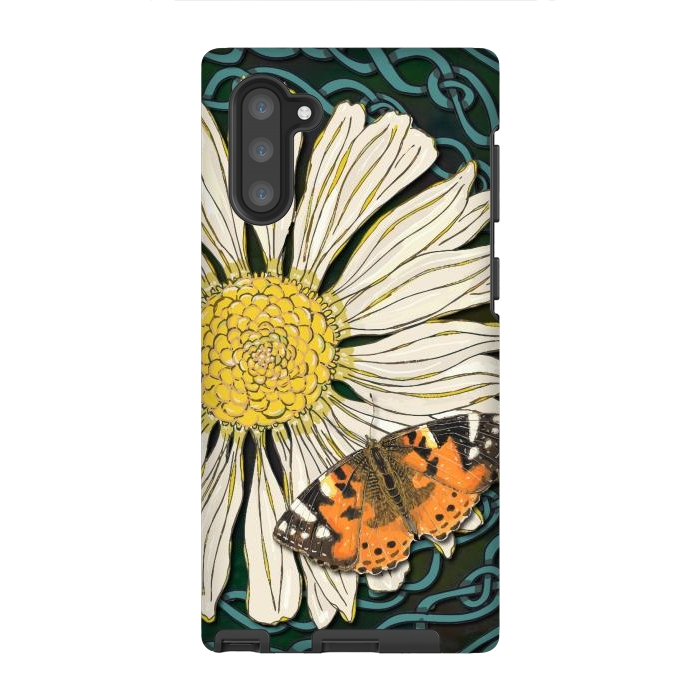 Galaxy Note 10 StrongFit Daisy and Butterfly by Lotti Brown
