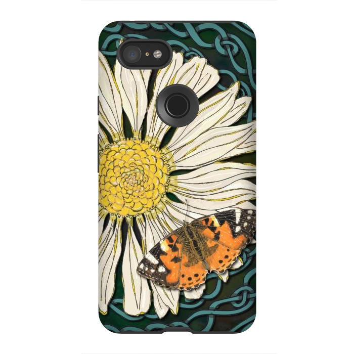 Pixel 3XL StrongFit Daisy and Butterfly by Lotti Brown